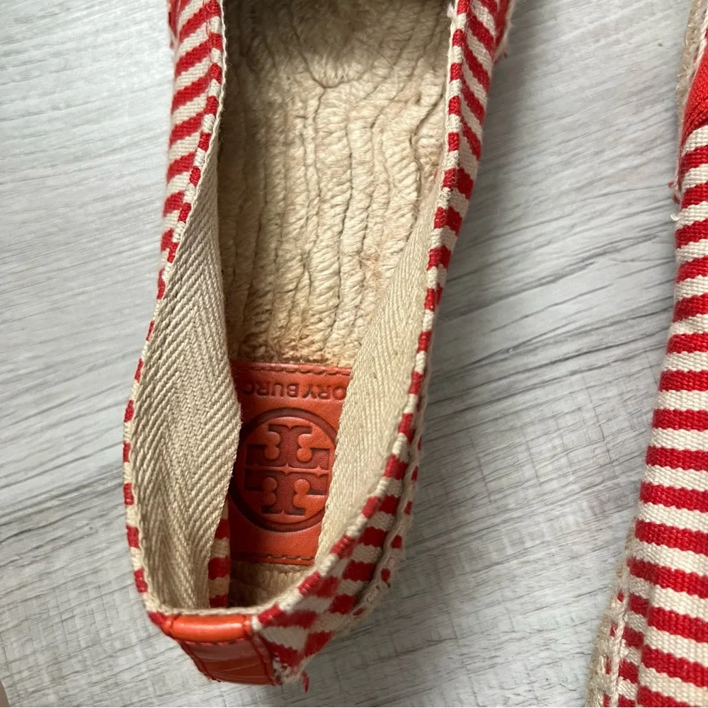 TORY BURCH Flams Red and White Espadrilles Size 11